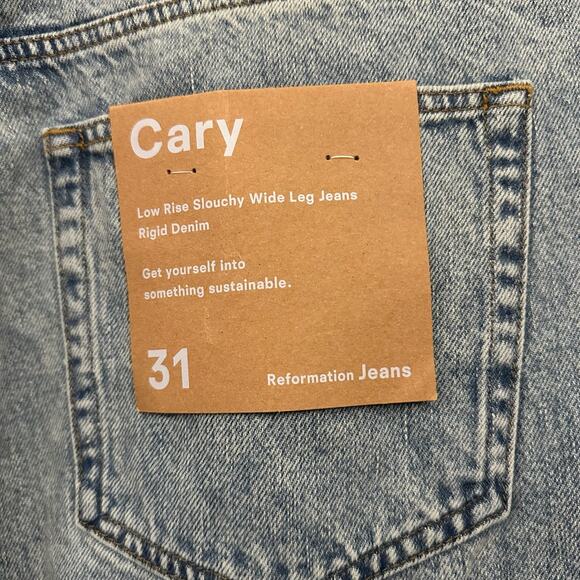 REFORMATION Cary Jeans Blue Rigid Denim LR Slouchy Wide Leg NWT - Picture 9 of 16
